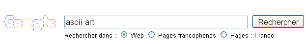 La recherche ASCII Art change le logo Google de la page de recherche