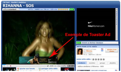 Un exemple de Toasted Ad sur Dailymotion